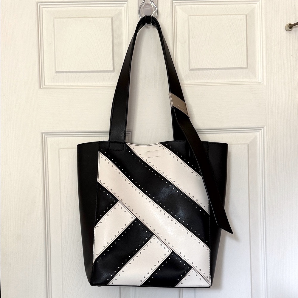 Calvin Klein Karsyn Nappa Leather Stud Belted North/South Tote